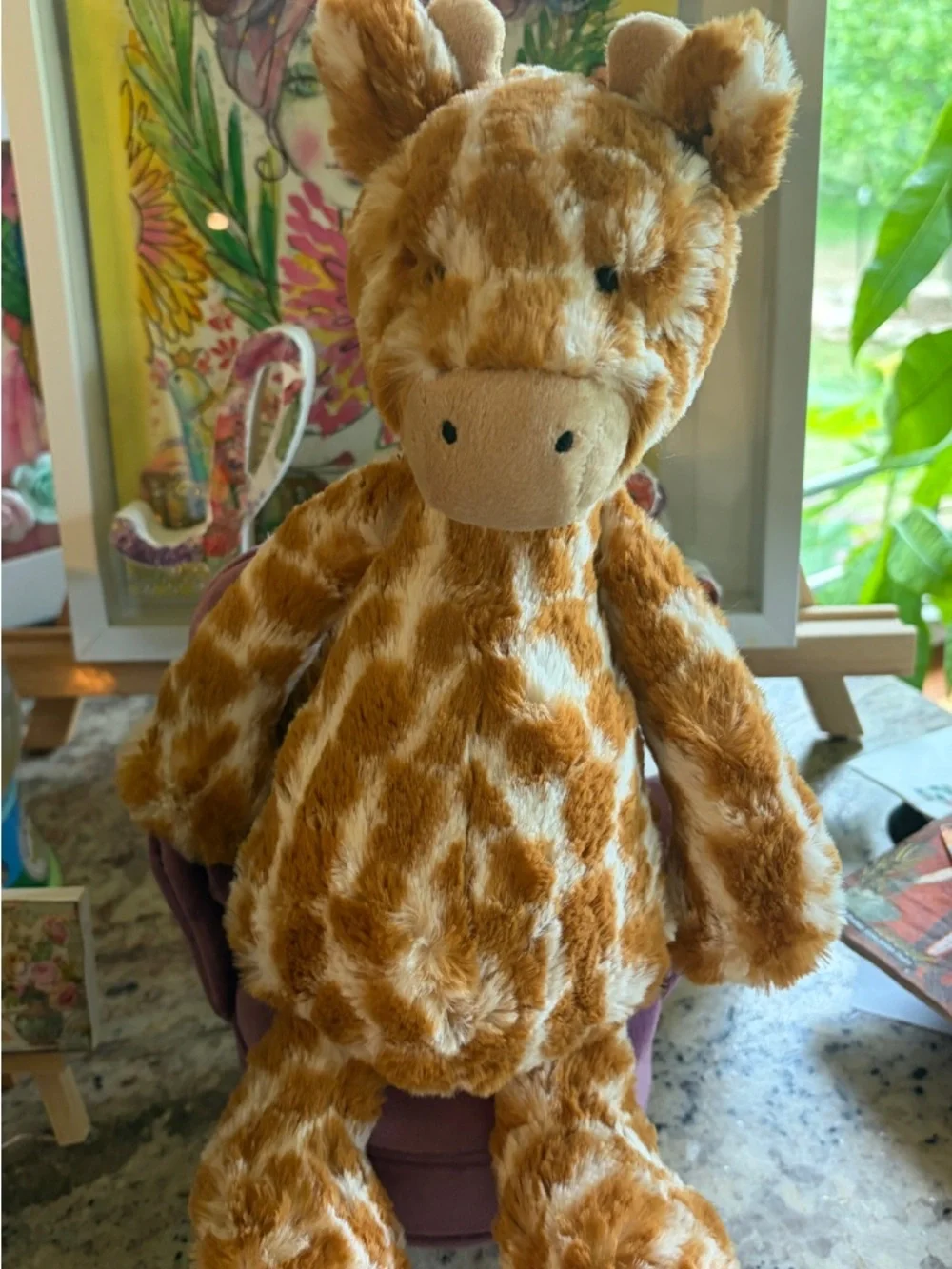Jellycat Authentic Bashful Giraffe Plush w/Blue Gift Bag  Stuffed Animal NWT - Picture 10 of 12